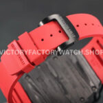 RM Factory Richard Mille RM 12-01 39mm Black Carbon Fiber Red Rubber Strap Skeletonized Black Dial