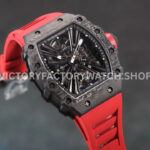 RM Factory Richard Mille RM 12-01 39mm Black Carbon Fiber Red Rubber Strap Skeletonized Black Dial