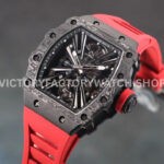 RM Factory Richard Mille RM 12-01 39mm Black Carbon Fiber Red Rubber Strap Skeletonized Black Dial