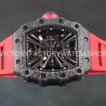 RM Factory Richard Mille RM 12-01 39mm Black Carbon Fiber Red Rubber Strap Skeletonized Black Dial