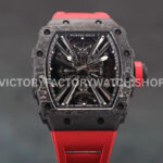 RM Factory Richard Mille RM 12-01 black carbon fiber red rubber strap black skeletonized dial