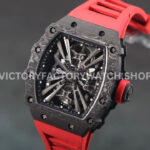 RM Factory Richard Mille RM 12-01 39mm Black Carbon Fiber Red Rubber Strap Skeletonized Black Dial