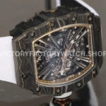 RM Factory Richard Mille RM 12-01 39mm Black Carbon Fiber White Canvas Strap Skeletonized Ros (4) RM Factory Richard Mille RM 12-01 39mm Black Carbon Fiber White Canvas Strap Skeletonized Rose Gold Dial