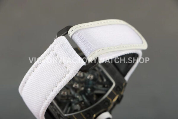 RM Factory Richard Mille RM 12-01 39mm Black Carbon Fiber White Canvas Strap Skeletonized Ros (8) RM Factory Richard Mille RM 12-01 39mm Black Carbon Fiber White Canvas Strap Skeletonized Rose Gold Dial