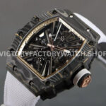 RM Factory Richard Mille RM 12-01 39mm Black Carbon Fiber White Canvas Strap Skeletonized Ros (9) RM Factory Richard Mille RM 12-01 39mm Black Carbon Fiber White Canvas Strap Skeletonized Rose Gold Dial