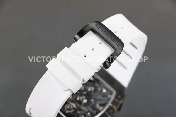 RM Factory Richard Mille RM 12-01 39mm Black Carbon Fiber White Rubber Strap Skeletonized Ros (4) RM Factory Richard Mille RM 12-01 39mm Black Carbon Fiber White Rubber Strap Skeletonized Rose Gold Dial
