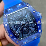 RM Factory Richard Mille RM 12-01 39mm Blue Synthetic Crystal Blue Rubber Strap Skeletonized Bl ( RM Factory Richard Mille RM 12-01 39mm Blue Synthetic Crystal Blue Rubber Strap Skeletonized Black Dial