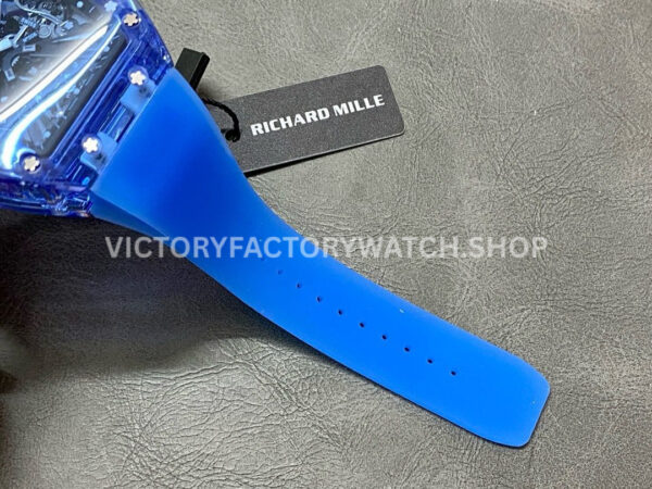 RM Factory Richard Mille RM 12-01 39mm Blue Synthetic Crystal Blue Rubber Strap Skeletonized Bl ( (5) RM Factory Richard Mille RM 12-01 39mm Blue Synthetic Crystal Blue Rubber Strap Skeletonized Black Dial