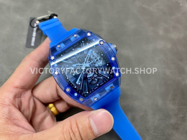 RM Factory Richard Mille RM 12-01 39mm Blue Synthetic Crystal Blue Rubber Strap Skeletonized Bl ( (6) RM Factory Richard Mille RM 12-01 39mm Blue Synthetic Crystal Blue Rubber Strap Skeletonized Black Dial
