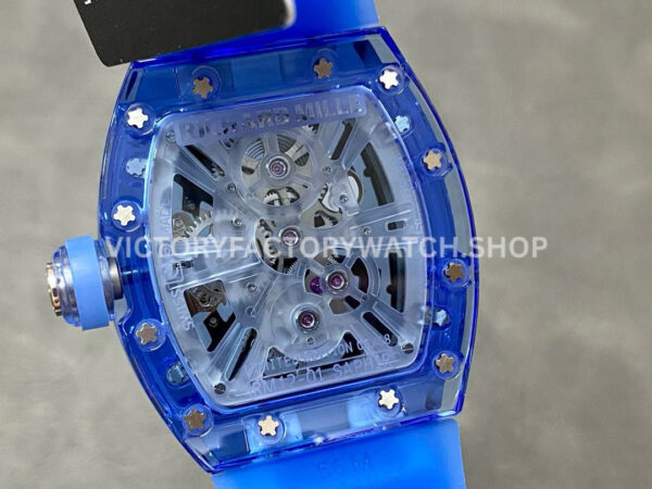 RM Factory Richard Mille RM 12-01 39mm Blue Synthetic Crystal Blue Rubber Strap Skeletonized Bl ( (7) RM Factory Richard Mille RM 12-01 39mm Blue Synthetic Crystal Blue Rubber Strap Skeletonized Black Dial