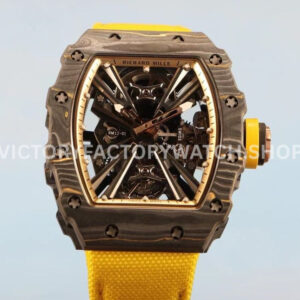 RM Factory Richard Mille RM 12-01 carbon fiber yellow canvas strap rose gold skeletonized dial