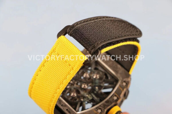 RM Factory Richard Mille RM 12-01 39mm Carbon Fiber Yellow Canvas Strap Skeletonized Rose Go (5) RM Factory Richard Mille RM 12-01 39mm Carbon Fiber Yellow Canvas Strap Skeletonized Rose Gold Dial