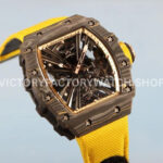 RM Factory Richard Mille RM 12-01 39mm Carbon Fiber Yellow Canvas Strap Skeletonized Rose Go (8) RM Factory Richard Mille RM 12-01 39mm Carbon Fiber Yellow Canvas Strap Skeletonized Rose Gold Dial