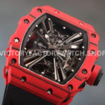 RM Factory Richard Mille RM 12-01 39mm Red Carbon Fiber Black Rubber Strap Skeletonized Black Dial