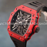 RM Factory Richard Mille RM 12-01 39mm Red Carbon Fiber Black Rubber Strap Skeletonized Black Dial