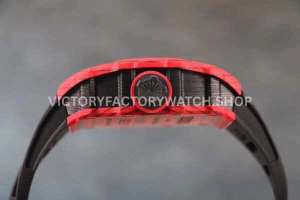 RM Factory Richard Mille RM 12-01 39mm Red Carbon Fiber Black Rubber Strap Skeletonized Black Dial
