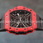 RM Factory Richard Mille RM 12-01 39mm Red Carbon Fiber Black Rubber Strap Skeletonized Black Dial