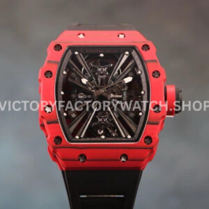 RM Factory Richard Mille RM 12-01 red carbon fiber black rubber strap black skeletonized dial