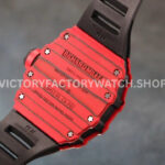 RM Factory Richard Mille RM 12-01 39mm Red Carbon Fiber Black Rubber Strap Skeletonized Black Dial