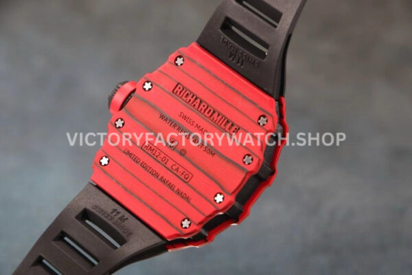 RM Factory Richard Mille RM 12-01 39mm Red Carbon Fiber Black Rubber Strap Skeletonized Black Dial