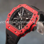 RM Factory Richard Mille RM 12-01 39mm Red Carbon Fiber Black Rubber Strap Skeletonized Black Dial