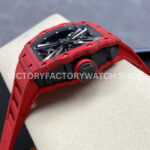 RM Factory Richard Mille RM 12-01 39mm Red Carbon Fiber Red Rubber Strap Skeletonized Black Dial