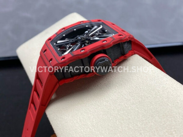 RM Factory Richard Mille RM 12-01 39mm Red Carbon Fiber Red Rubber Strap Skeletonized Black Dial