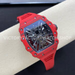 RM Factory Richard Mille RM 12-01 39mm Red Carbon Fiber Red Rubber Strap Skeletonized Black Dial