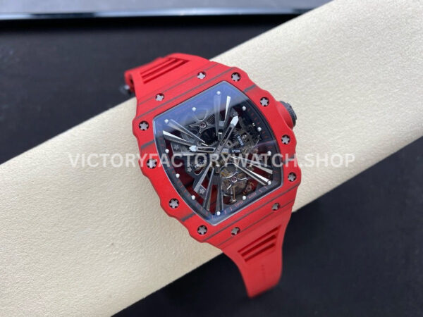RM Factory Richard Mille RM 12-01 39mm Red Carbon Fiber Red Rubber Strap Skeletonized Black Dial
