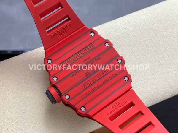 RM Factory Richard Mille RM 12-01 39mm Red Carbon Fiber Red Rubber Strap Skeletonized Black Dial