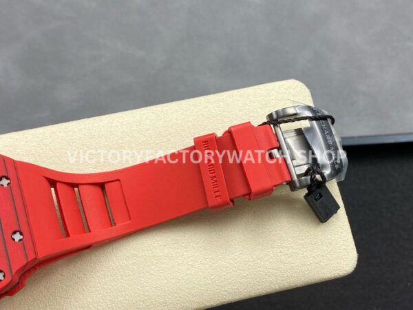 RM Factory Richard Mille RM 12-01 39mm Red Carbon Fiber Red Rubber Strap Skeletonized Black Dial