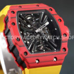 RM Factory Richard Mille RM 12-01 39mm Red Carbon Fiber Yellow Rubber Strap Skeletonized Black Dial