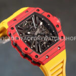 RM Factory Richard Mille RM 12-01 39mm Red Carbon Fiber Yellow Rubber Strap Skeletonized Black Dial