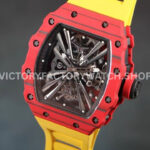 RM Factory Richard Mille RM 12-01 39mm Red Carbon Fiber Yellow Rubber Strap Skeletonized Black Dial
