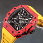 RM Factory Richard Mille RM 12-01 39mm Red Carbon Fiber Yellow Rubber Strap Skeletonized Black Dial