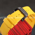 RM Factory Richard Mille RM 12-01 39mm Red Carbon Fiber Yellow Rubber Strap Skeletonized Black Dial