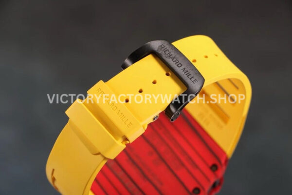 RM Factory Richard Mille RM 12-01 39mm Red Carbon Fiber Yellow Rubber Strap Skeletonized Black Dial