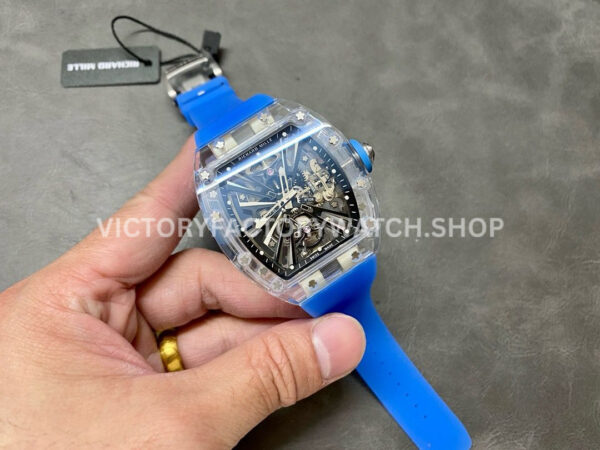 RM Factory Richard Mille RM 12-01 39mm Synthetic Crystal Blue Rubber Strap Skeletonized Bl (5) RM Factory Richard Mille RM 12-01 39mm Synthetic Crystal Blue Rubber Strap Skeletonized Black Dial