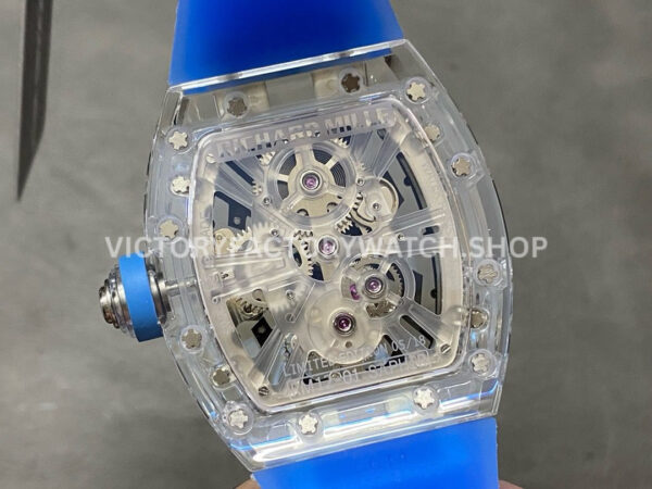 RM Factory Richard Mille RM 12-01 39mm Synthetic Crystal Blue Rubber Strap Skeletonized Bl RM Factory Richard Mille RM 12-01 39mm Synthetic Crystal Blue Rubber Strap Skeletonized Black Dial