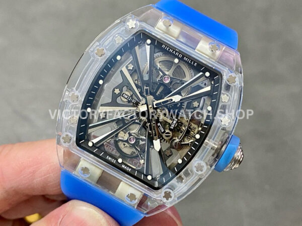 RM Factory Richard Mille RM 12-01 39mm Synthetic Crystal Blue Rubber Strap Skeletonized Bl (7) RM Factory Richard Mille RM 12-01 39mm Synthetic Crystal Blue Rubber Strap Skeletonized Black Dial