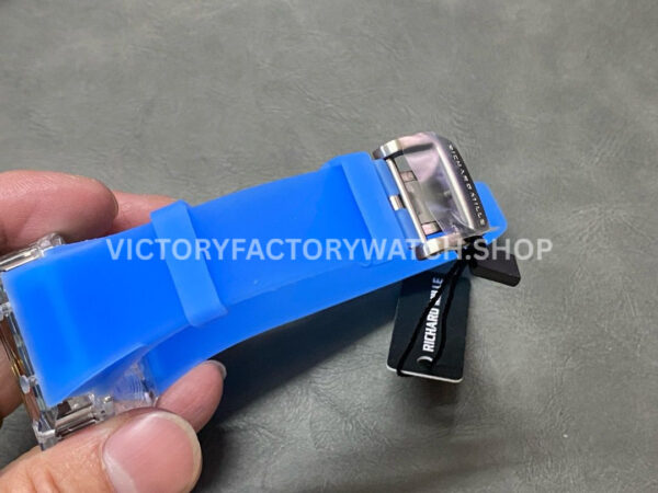 RM Factory Richard Mille RM 12-01 39mm Synthetic Crystal Blue Rubber Strap Skeletonized Bl (8) RM Factory Richard Mille RM 12-01 39mm Synthetic Crystal Blue Rubber Strap Skeletonized Black Dial
