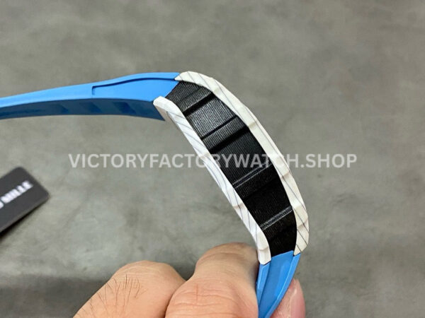 RM Factory Richard Mille RM 12-01 39mm White Carbon Fiber Light Blue Rubber Strap Skeletonized B (1) RM Factory Richard Mille RM 12-01 39mm White Carbon Fiber Light Blue Rubber Strap Skeletonized Black Dial