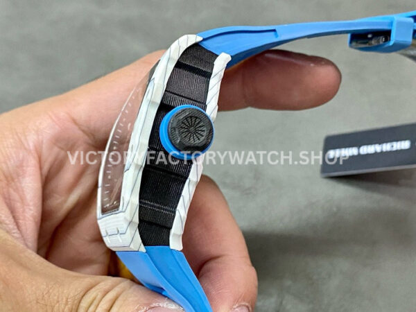 RM Factory Richard Mille RM 12-01 39mm White Carbon Fiber Light Blue Rubber Strap Skeletonized B ( (3) RM Factory Richard Mille RM 12-01 39mm White Carbon Fiber Light Blue Rubber Strap Skeletonized Black Dial