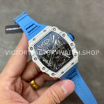 RM Factory Richard Mille RM 12-01 39mm White Carbon Fiber Light Blue Rubber Strap Skeletonized B ( (4) RM Factory Richard Mille RM 12-01 39mm White Carbon Fiber Light Blue Rubber Strap Skeletonized Black Dial
