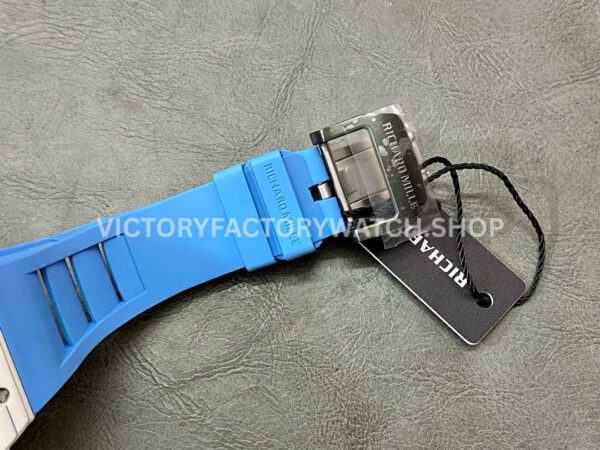 RM Factory Richard Mille RM 12-01 39mm White Carbon Fiber Light Blue Rubber Strap Skeletonized B ( (5) RM Factory Richard Mille RM 12-01 39mm White Carbon Fiber Light Blue Rubber Strap Skeletonized Black Dial