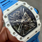 RM Factory Richard Mille RM 12-01 39mm White Carbon Fiber Light Blue Rubber Strap Skeletonized B ( (6) RM Factory Richard Mille RM 12-01 39mm White Carbon Fiber Light Blue Rubber Strap Skeletonized Black Dial
