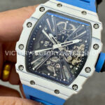 RM Factory Richard Mille RM 12-01 39mm White Carbon Fiber Light Blue Rubber Strap Skeletonized B ( (8) RM Factory Richard Mille RM 12-01 39mm White Carbon Fiber Light Blue Rubber Strap Skeletonized Black Dial