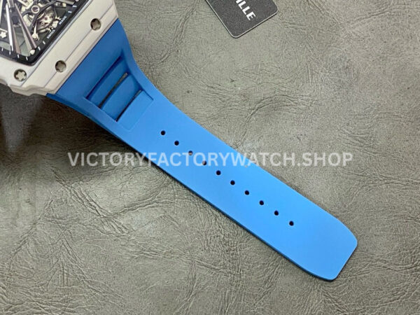 RM Factory Richard Mille RM 12-01 39mm White Carbon Fiber Light Blue Rubber Strap Skeletonized B ( (9) RM Factory Richard Mille RM 12-01 39mm White Carbon Fiber Light Blue Rubber Strap Skeletonized Black Dial