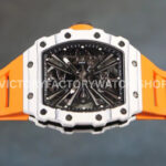 RM Factory Richard Mille RM 12-01 39mm White Carbon Fiber Orange Rubber Strap Skeletonized Black Dial