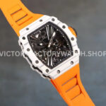 RM Factory Richard Mille RM 12-01 39mm White Carbon Fiber Orange Rubber Strap Skeletonized Black Dial